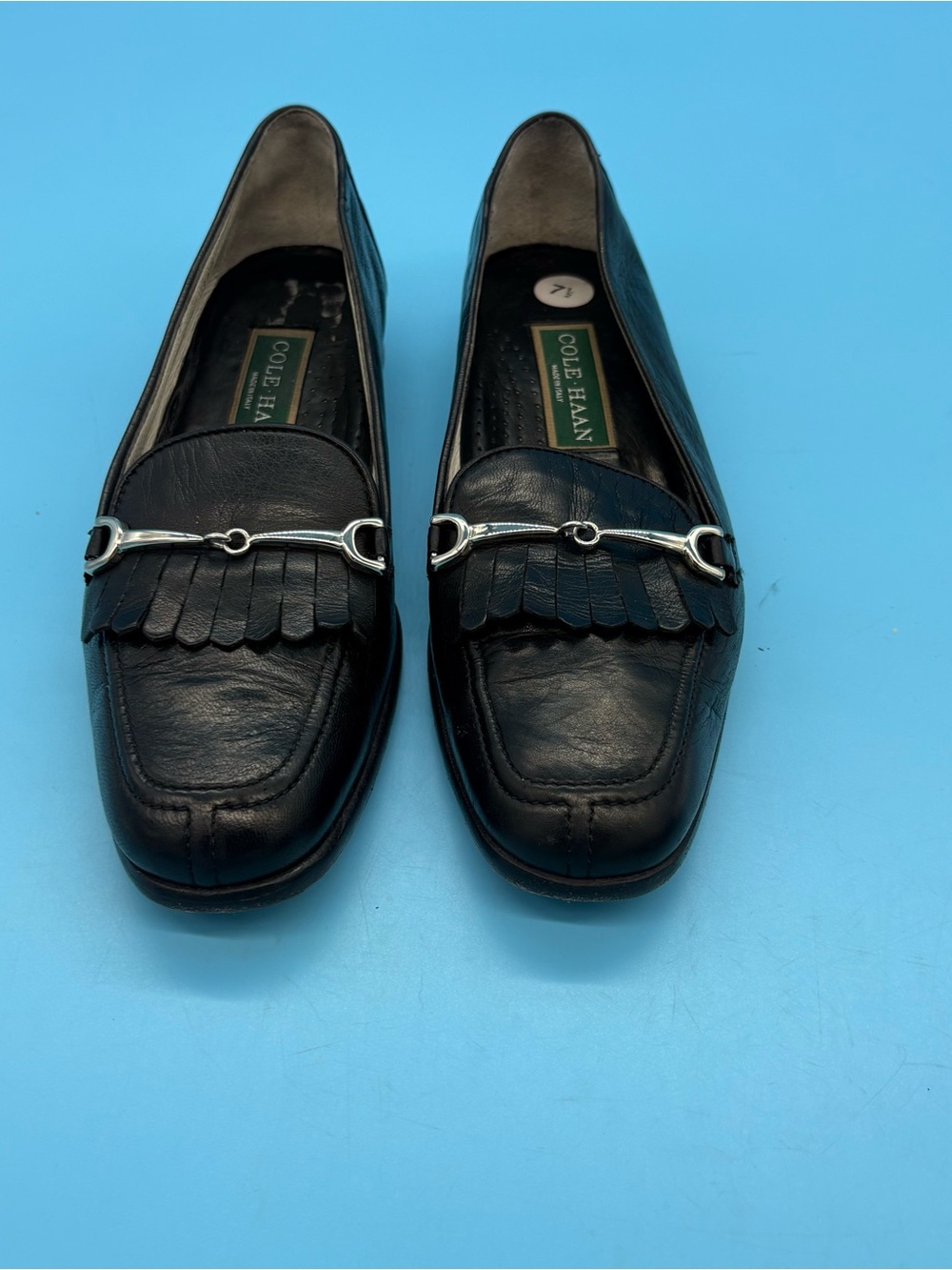 Vintage Cole Haan Horsebit Kiltie Fringe Loafers Made in Italy Black Size 7.5 AA